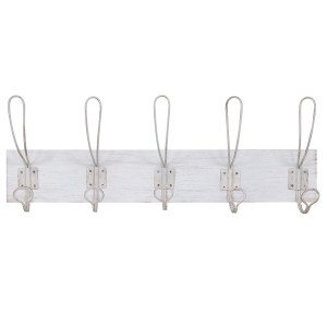 White 5-Hook Coat Rack, a functional household accessory for display or organisation
