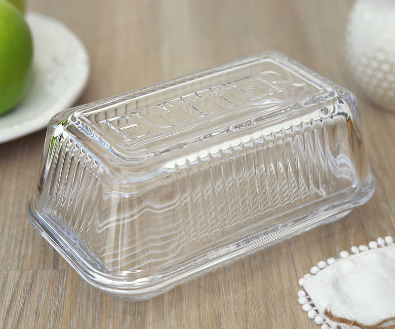 Retro Glass Butter Dish