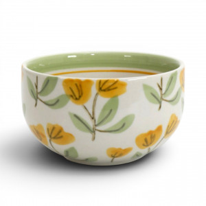 Amelia Yellow Floral Bowl, a tabletop piece suited to serving food or creating a decorative display