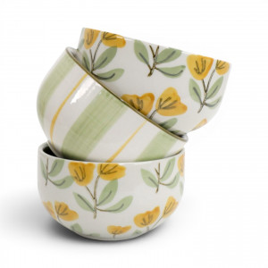 Amelia Yellow Floral Bowl, a tabletop piece for serving or decorative display
