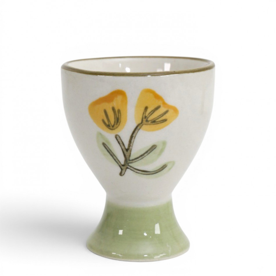 Amelia Yellow Floral Egg Cup, a drinkware piece for serving and tabletop use