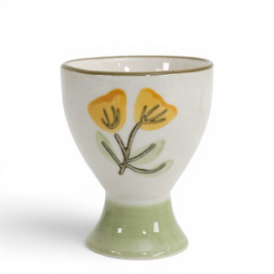 Amelia Yellow Floral Egg Cup, a drinkware piece for serving and tabletop use