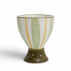 Amelia Green Stripe Egg Cup, a drinkware piece for serving and tabletop use