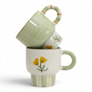Amelia Yellow Floral Mug, a drinkware piece for serving and tabletop use