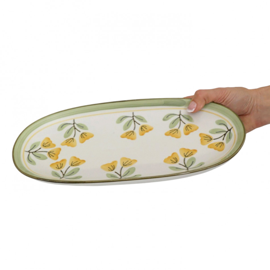 Long Oval Amelia Yellow Floral Serving Platter, decorative tableware