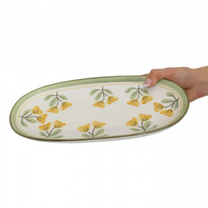 Long Oval Amelia Yellow Floral Serving Platter, decorative tableware