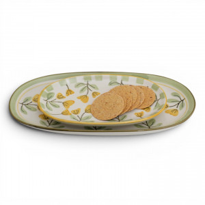 Small Amelia Yellow Floral Serving Plate, designed for practical dining use with an ornamental presentation