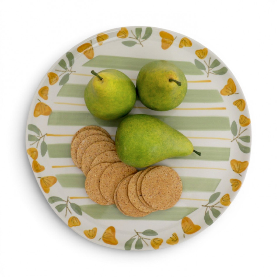 Round Amelia Green Floral Serving Platter, a tabletop piece for serving or decorative display