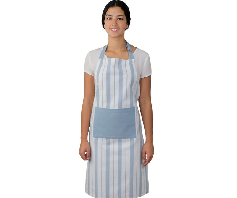 Breton Stripe Apron - Powder Blue