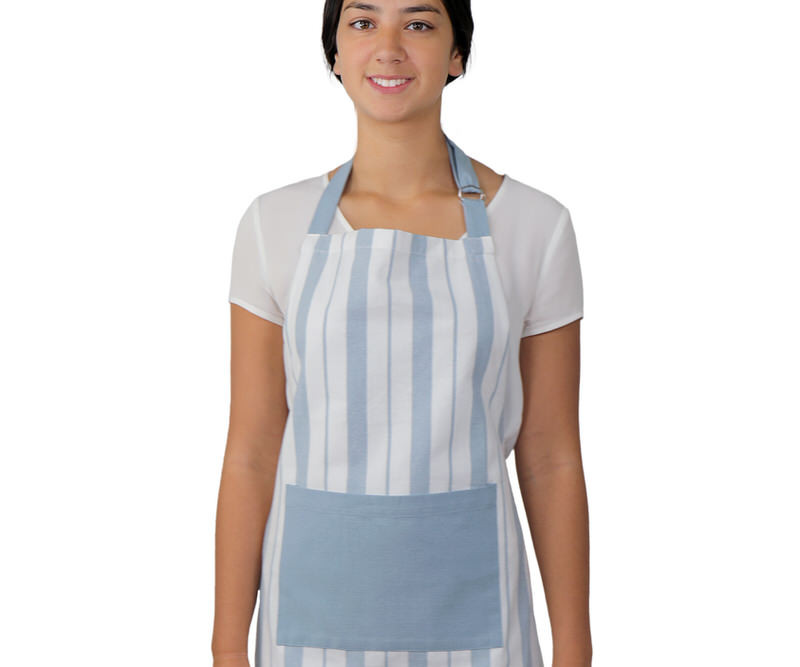 Breton Stripe Apron - Powder Blue