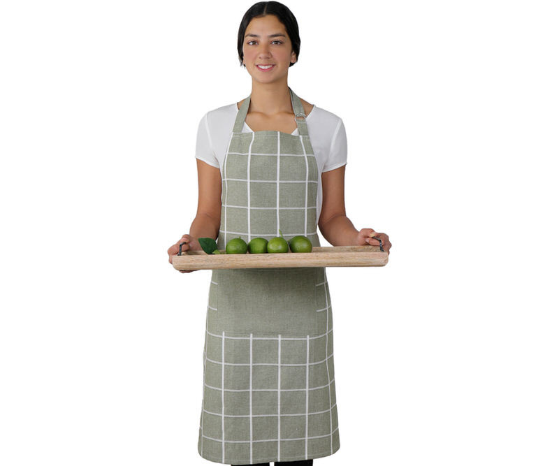 Campbell Check Apron - Olive Green