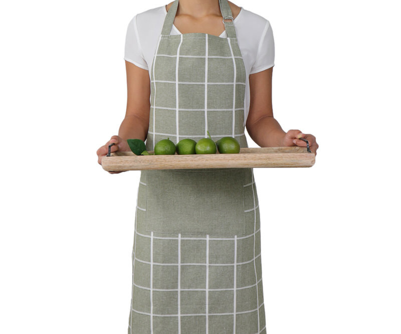 Campbell Check Apron - Olive Green