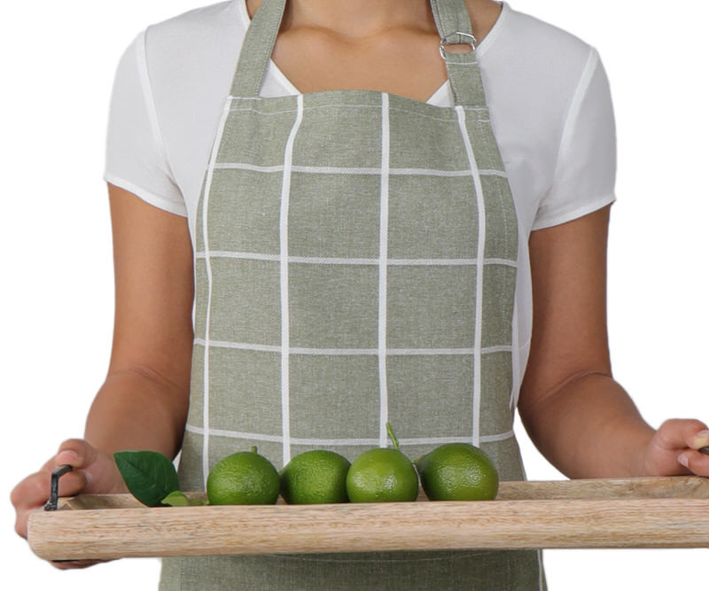 Campbell Check Apron - Olive Green