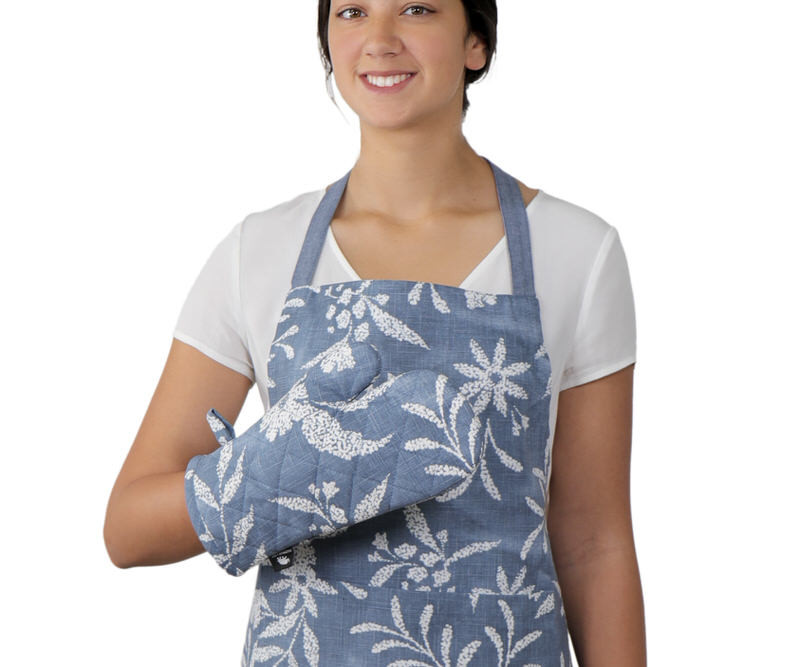 Set 2 Seville Blue Denim Apron & Oven Glove