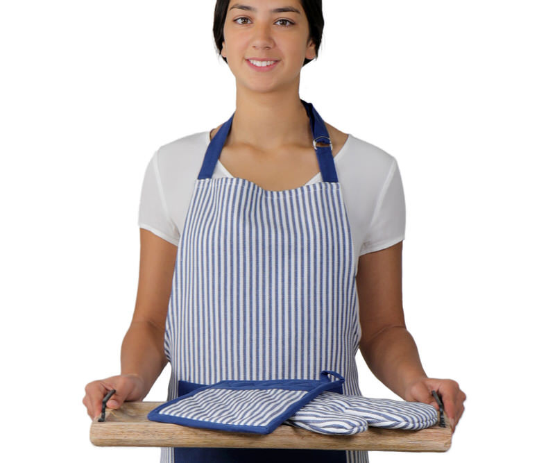 Classic Navy Ticking Stripe Apron