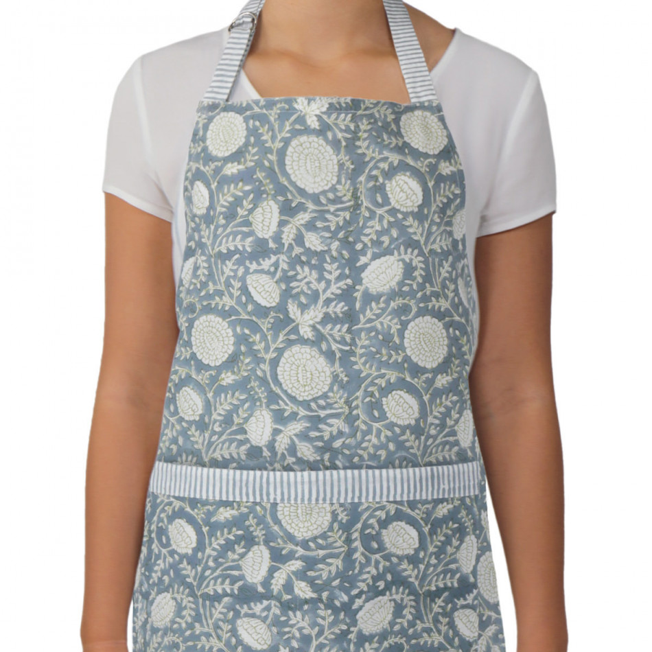 Samara Denim Blue Floral Apron, personal accessory