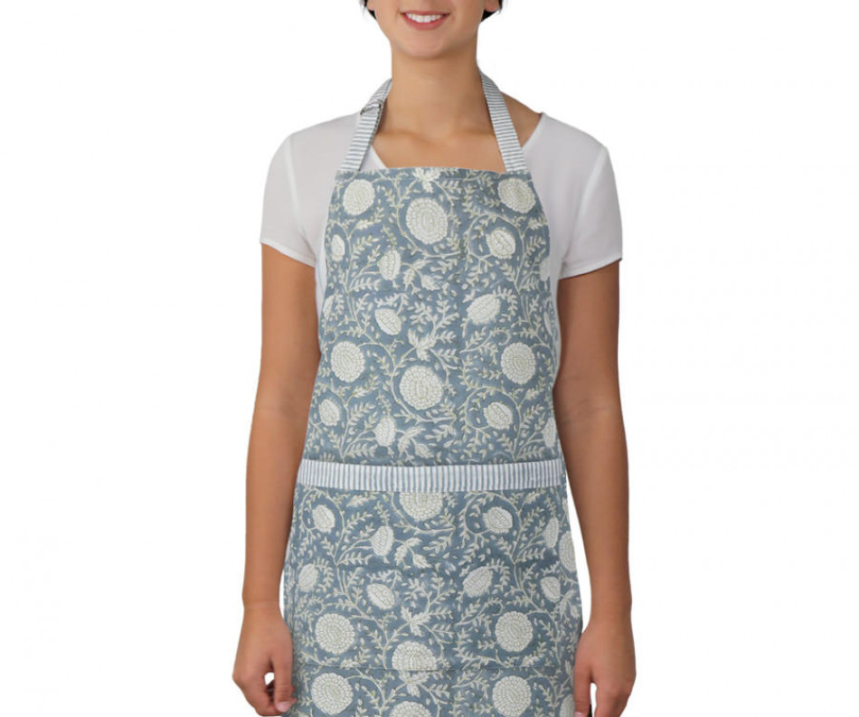 Samara Denim Blue Floral Apron