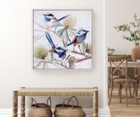 Blue Fairy Wren Framed Canvas Painting