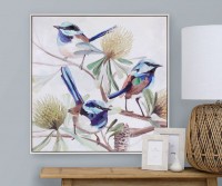 Blue Fairy Wren Framed Canvas Painting