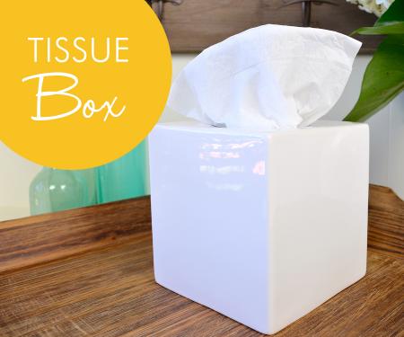 white kleenex box holder