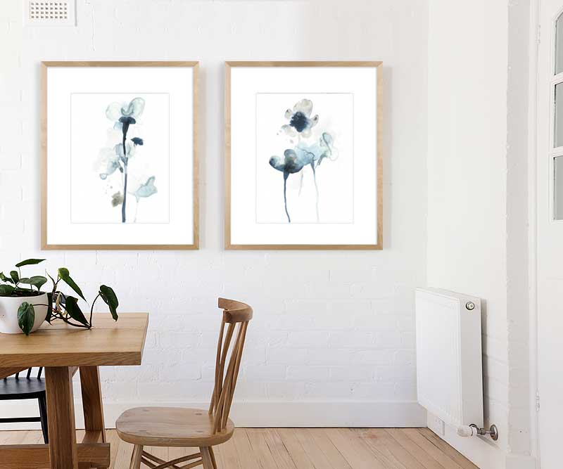 Indigo Midnight Blooms I Art Print Framed