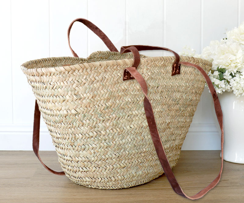 French Market Basket - Double Brown Handles