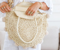 Sea Gypsy Pom Pom Tote Bag - Natural