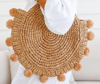 Sea Gypsy Pom Pom Tote Bag - Tan