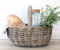 French Baker Basket - Picnic Basket Grey Cane