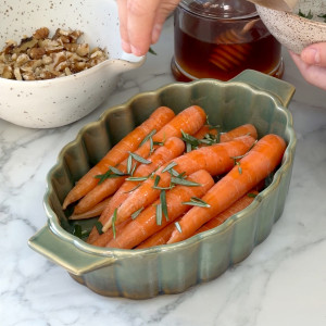 Toscana 'Grazie' Baking Dish - Olive Green, designed for practical dining use with an ornamental presentation
