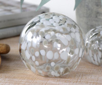 Large White Biscay Glass Ball - 10cm