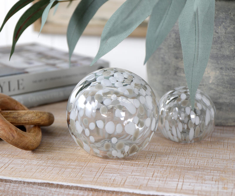 Small White Biscay Glass Ball - 7cm