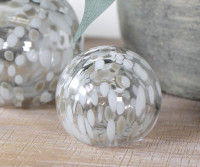 Small White Biscay Glass Ball - 7cm