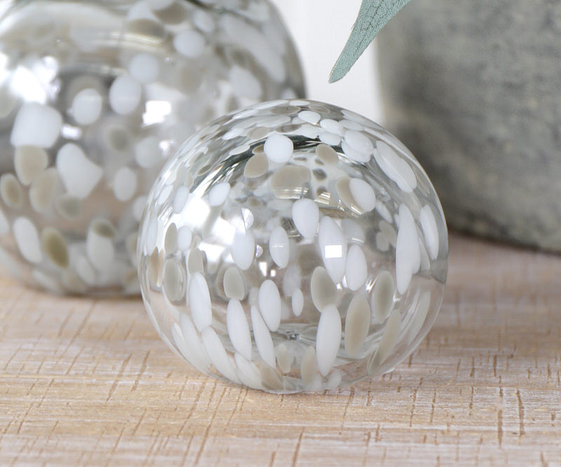 Small White Biscay Glass Ball - 7cm