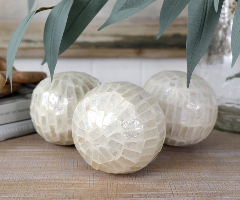 Large Sacramento Shell Inlay Deco Ball - 10cm