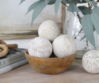 Darius Whitewash Wood Deco Ball - Small