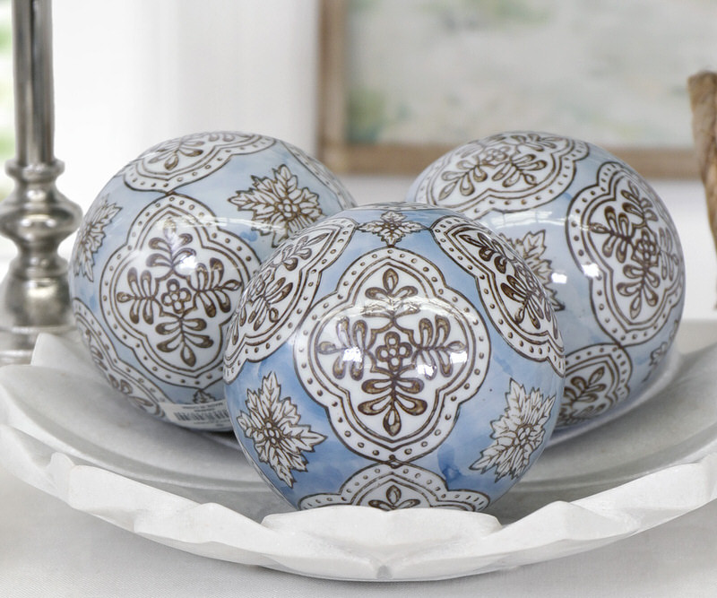 Set 3 Carlisle Blue Ceramic Balls 10cm