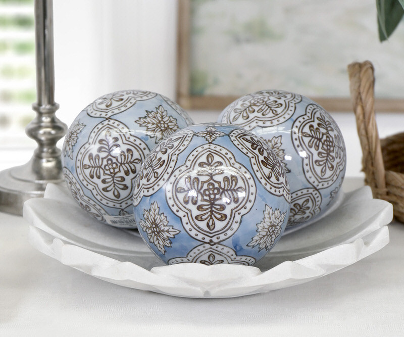 Set 3 Carlisle Blue Ceramic Balls - 10cm