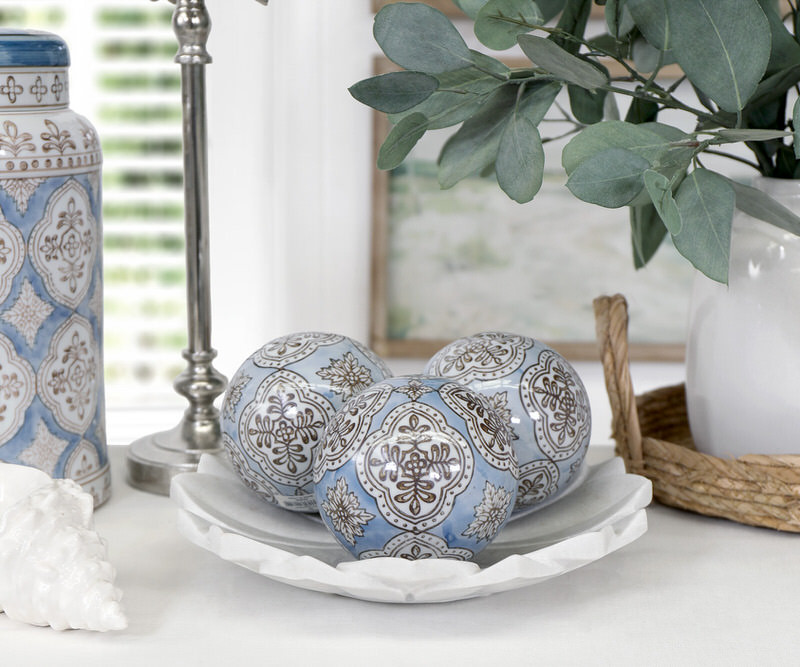 Set 3 Carlisle Blue Ceramic Balls - 10cm