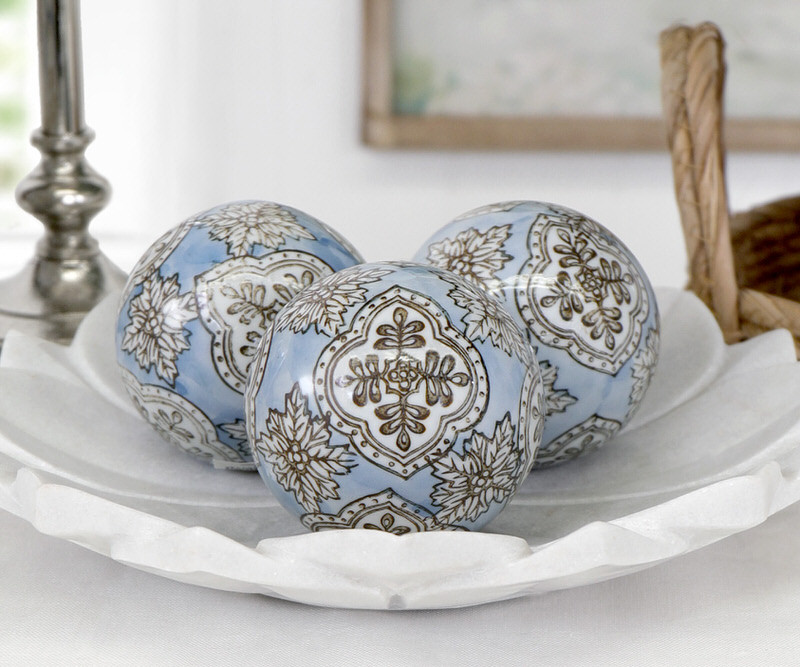 Set 3 Carlisle Blue Ceramic Balls - 8cm