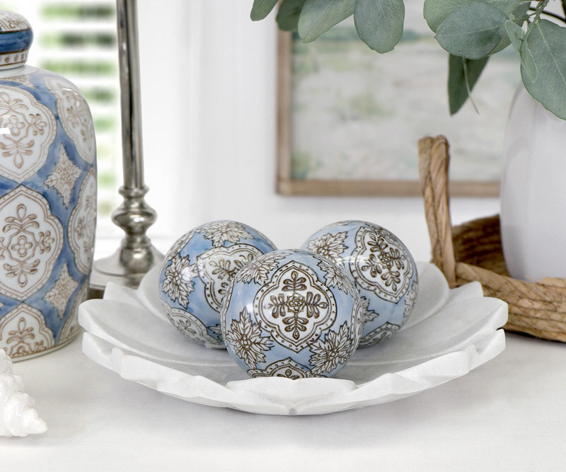 Set 3 Carlisle Blue Ceramic Balls 8cm
