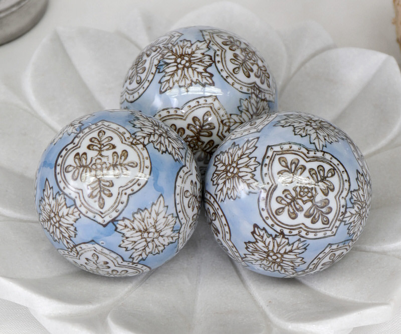 Set 3 Carlisle Blue Ceramic Balls - 8cm