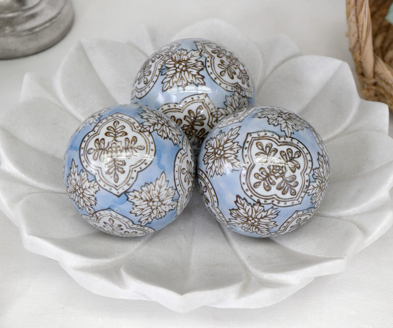 Set 3 Carlisle Blue Ceramic Balls 8cm