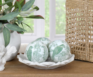 Montclair Green Parrots Ceramic Ball - 10cm