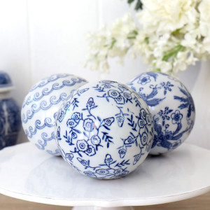 Blossom Set 3 Blue & White Ceramic Balls, shown as a standalone product for clear identification