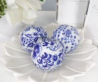 Wisteria Set 3 Blue & White Ceramic Balls Small