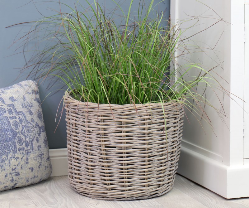 Farmhouse Grey Willow Planter Basket Large