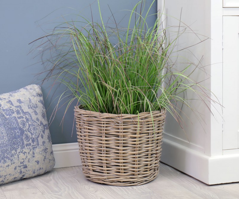 Farmhouse Grey Willow Planter Basket Small
