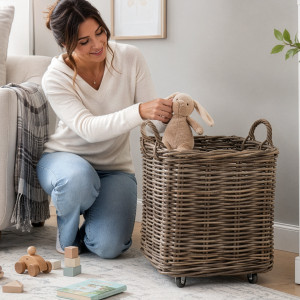 Amalfi Wheeled Square Laundry Basket - Small, a practical basket for household storage or display