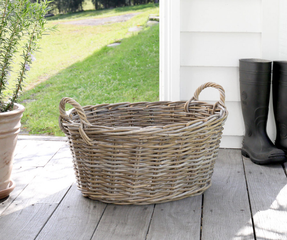 Cooper Washing Basket Antique Grey Cane